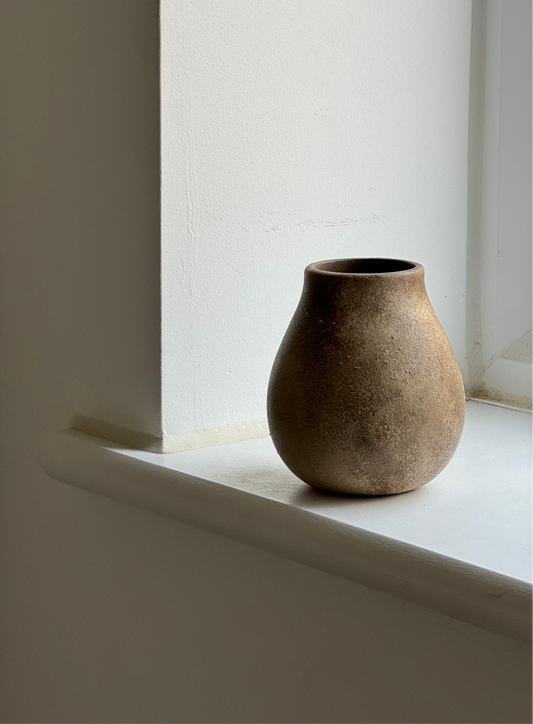 Up-cycled  | earthy brown small rounded vase