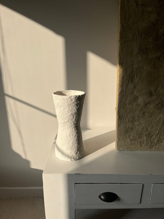 CLOUD  |   white geometric papier mache vase
