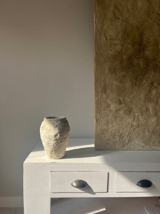 CLOUD  |  heavily textured light beige contrasted vase