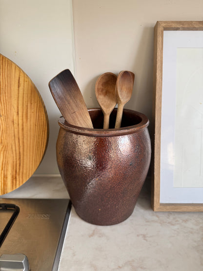 Vintage brown earthenware pot