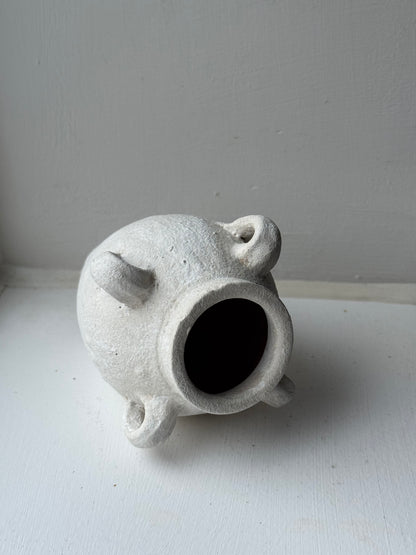 Up-Cycled | Small Off-White Mediterranean Handled Vase