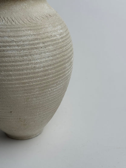 Up-Cycled | Line Detail Off-White Rounded Vase