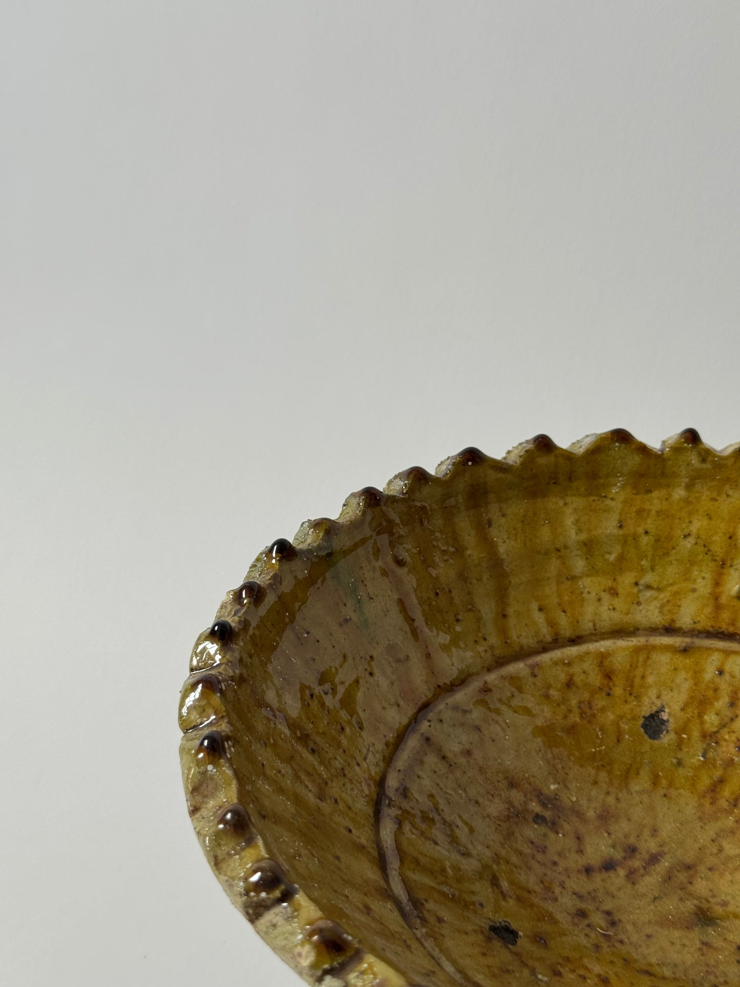 Mustard Glaze Scalloped Moroccan Bowl