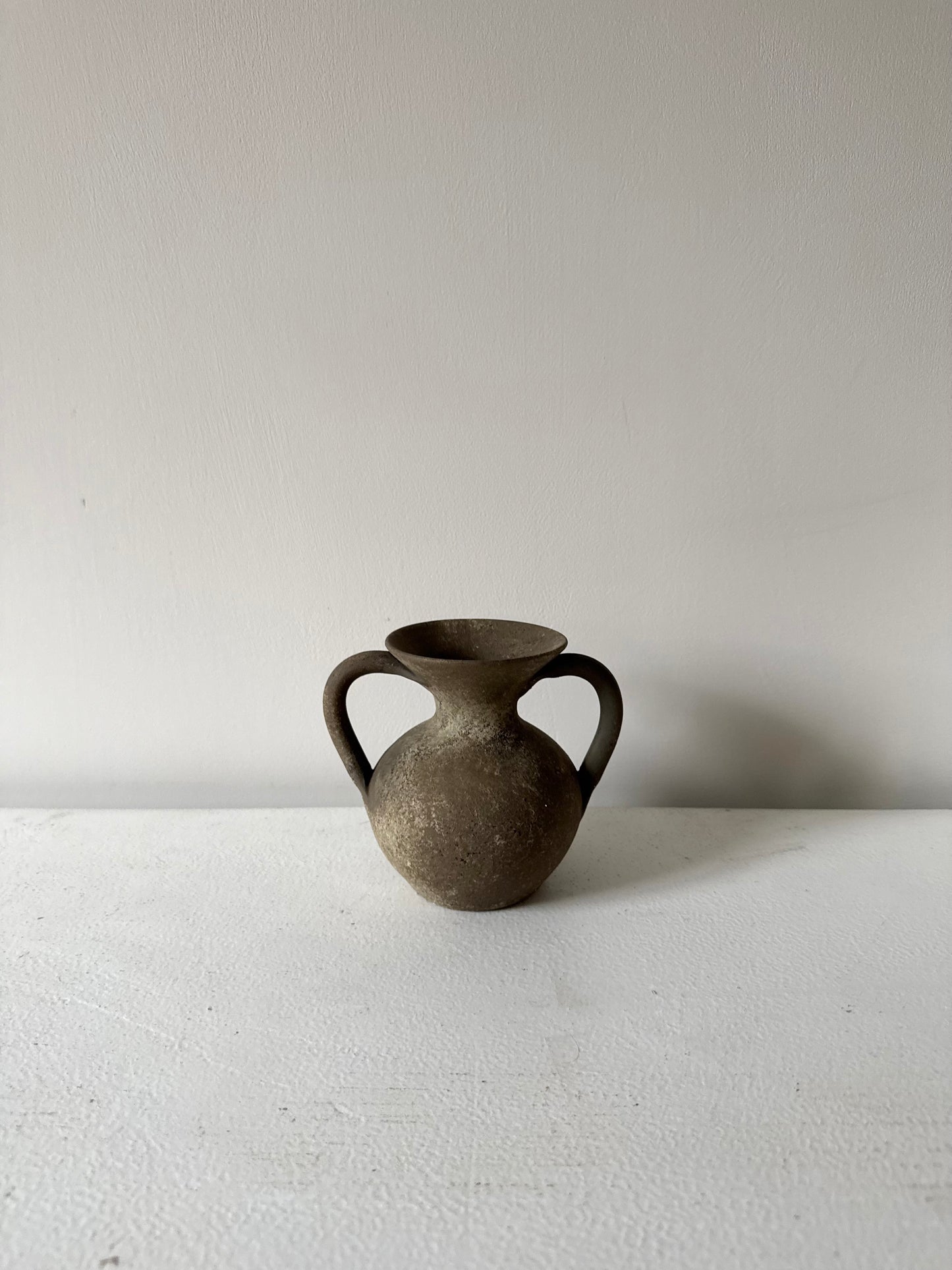 Up-cycled  | earthy brown small double handled vase