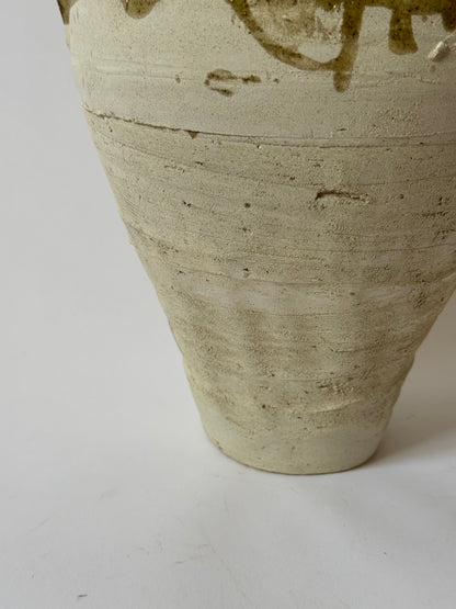 Large Moroccan Olive Glaze Vessel