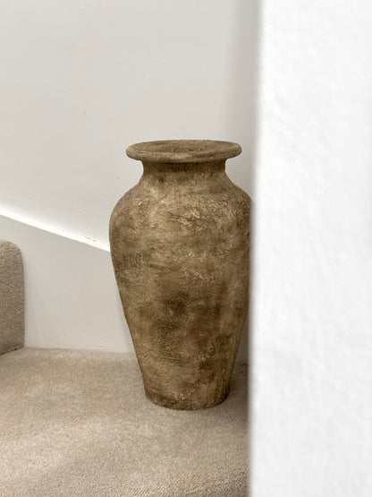 Up-cycled  |  Large warm brown, rustic textured vase