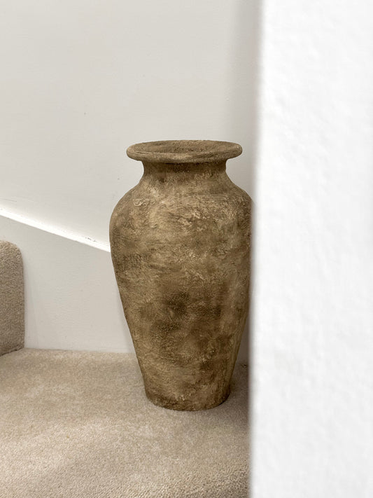 Up-cycled  |  Large warm brown, rustic textured vase