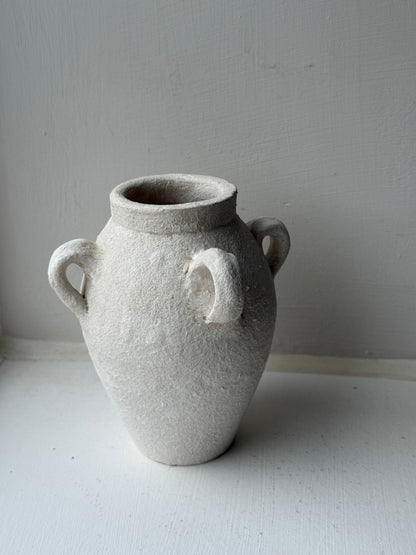 Up-Cycled | Small Off-White Mediterranean Handled Vase