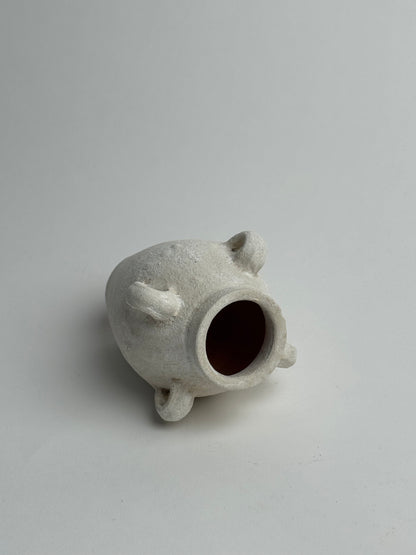 Up-Cycled | Small Off-White Mediterranean Handled Vase