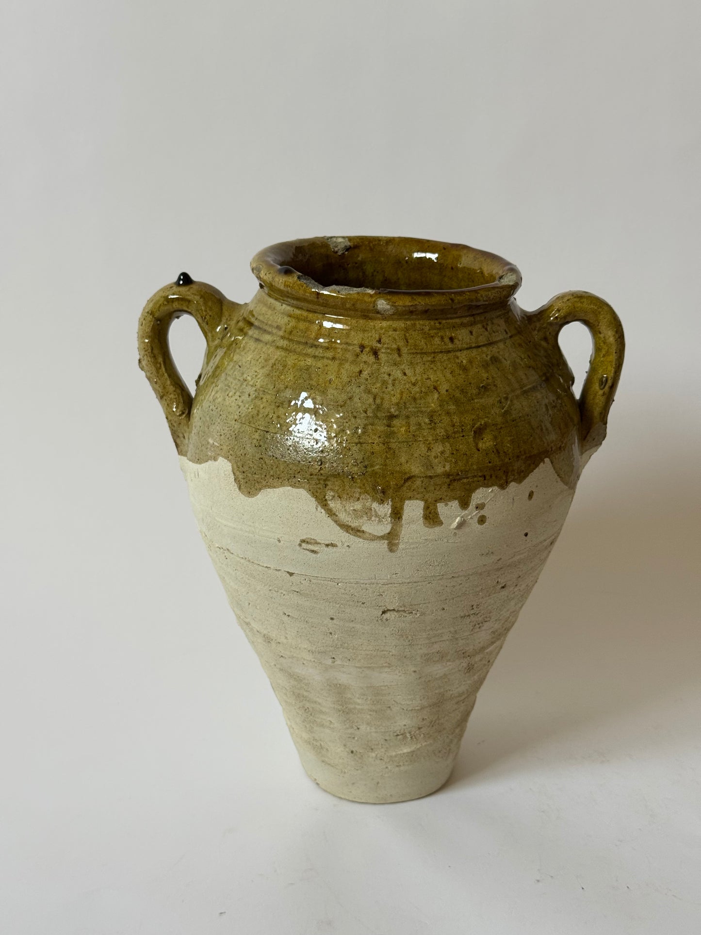 Large Moroccan Olive Glaze Vessel