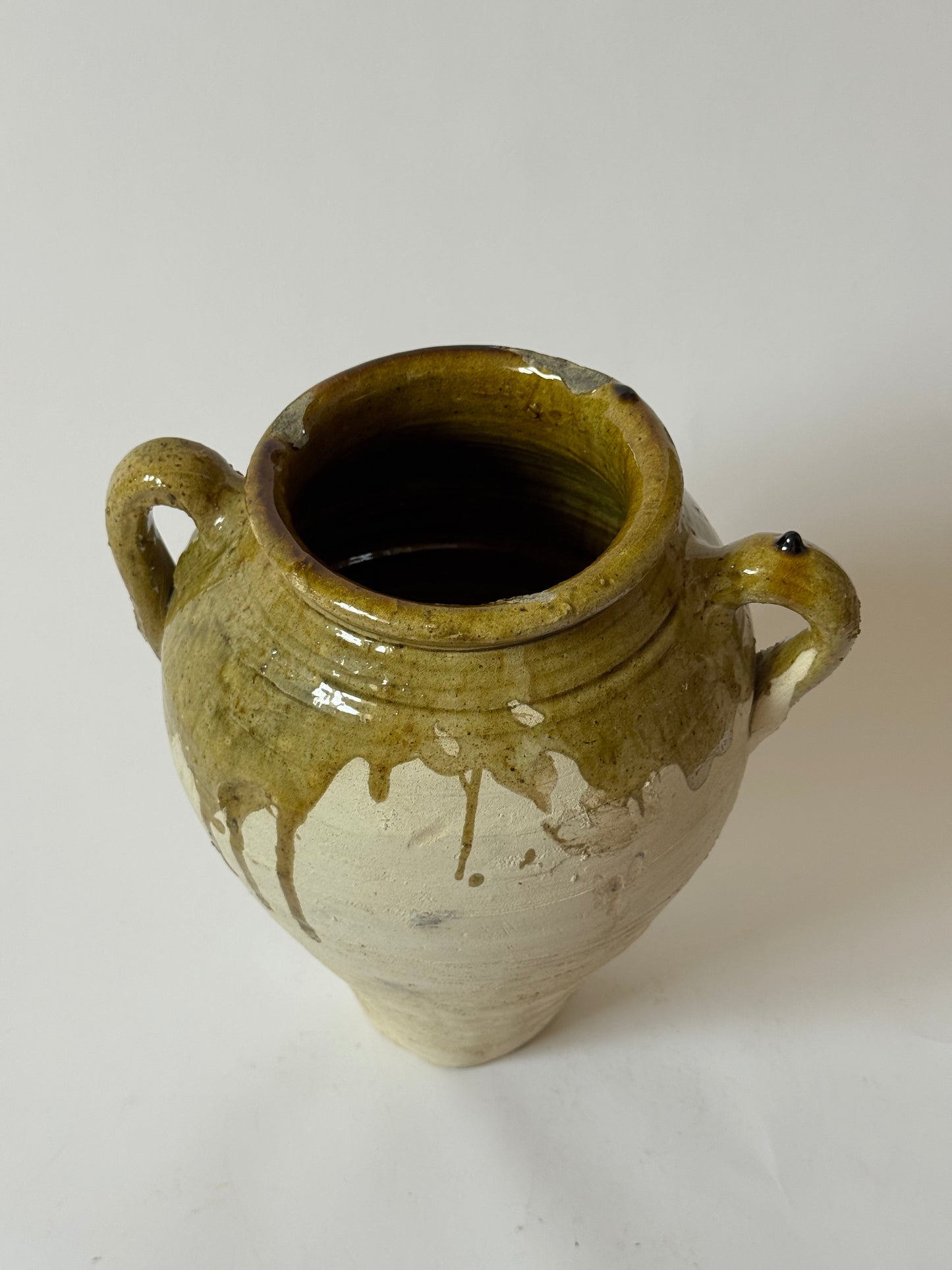 Large Moroccan Olive Glaze Vessel