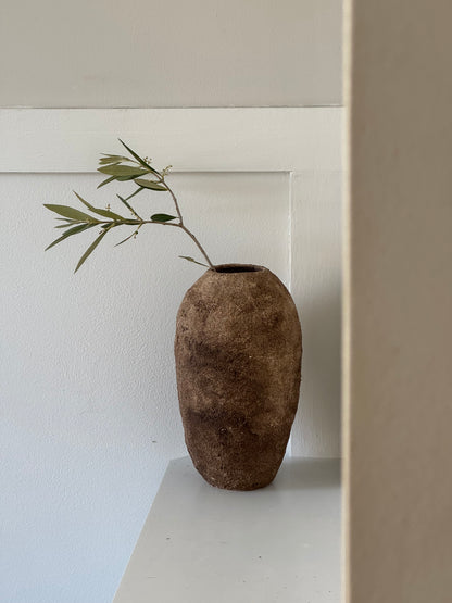 Up-cycled  | earthy brown textured tapered vase