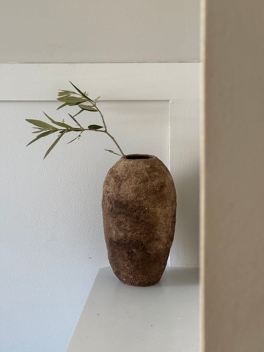 Up-cycled  | earthy brown textured tapered vase