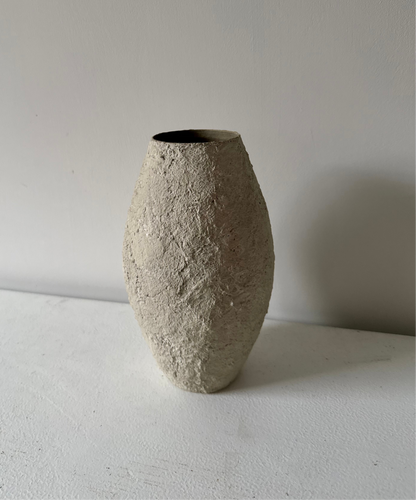 Up-cycled  |  light beige heavy textured vase