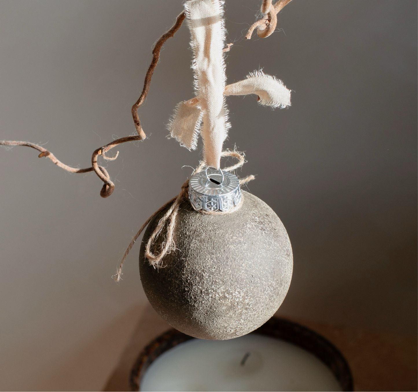 Rustic up-cycled bauble DARK BEIGE