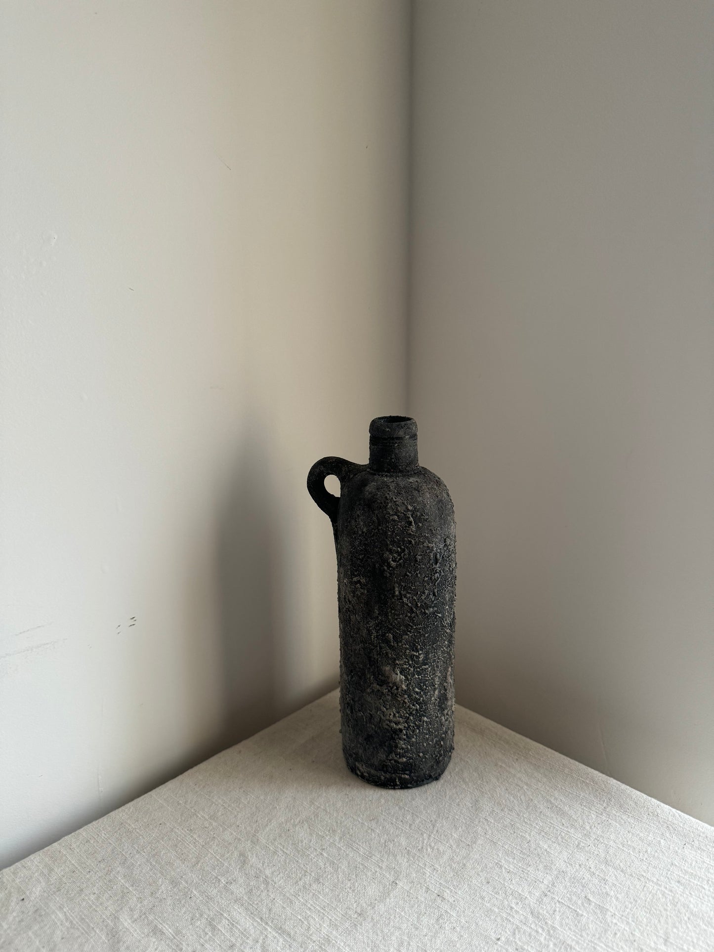 STORM  |  dark textured bottle style vase with handle