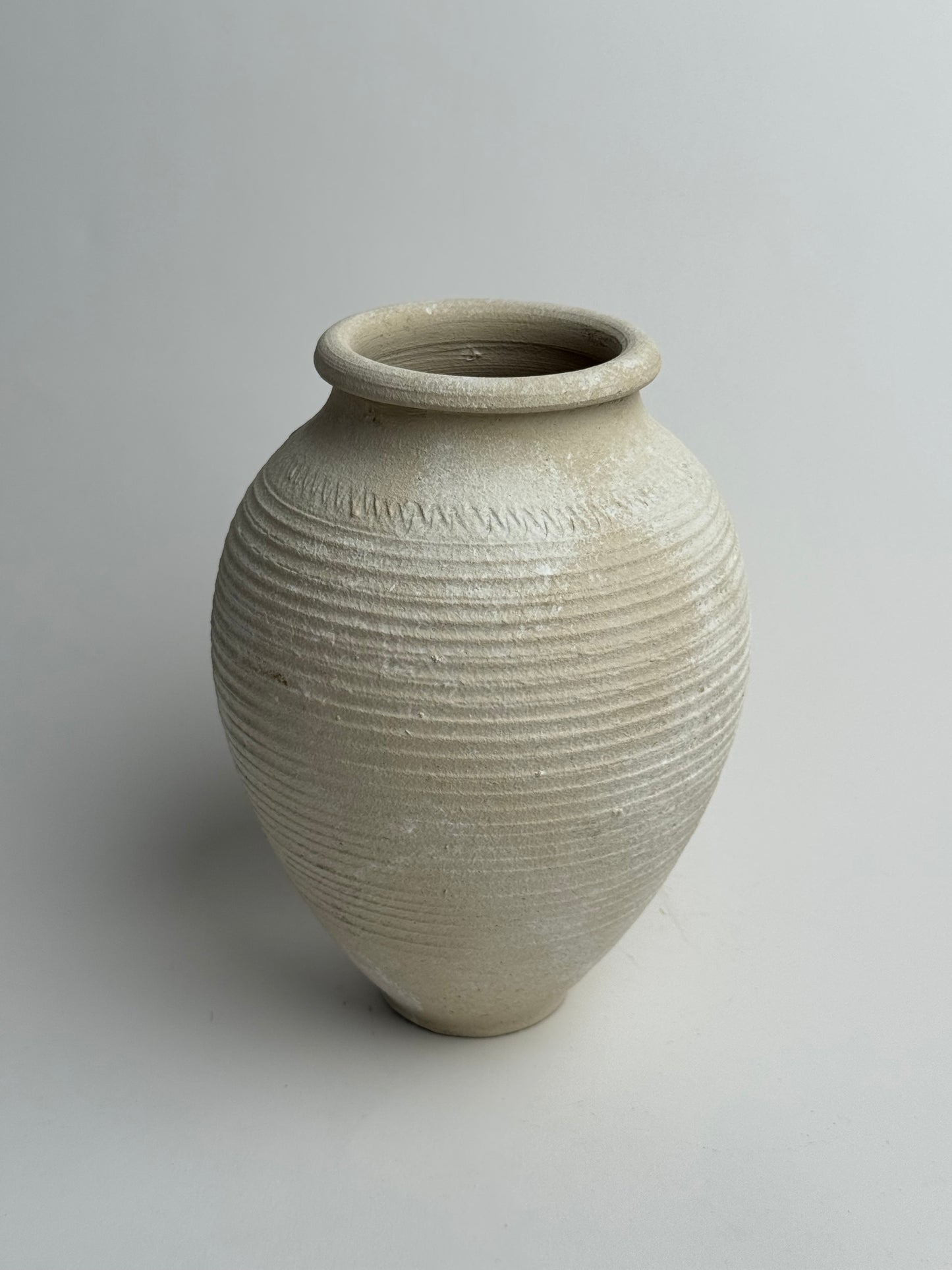 Up-Cycled | Line Detail Off-White Rounded Vase