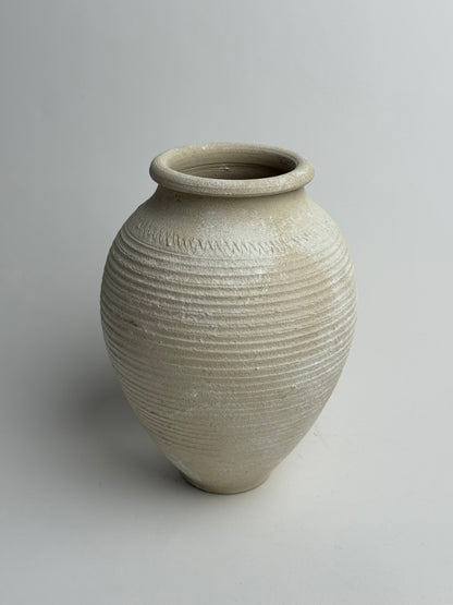 Up-Cycled | Line Detail Off-White Rounded Vase