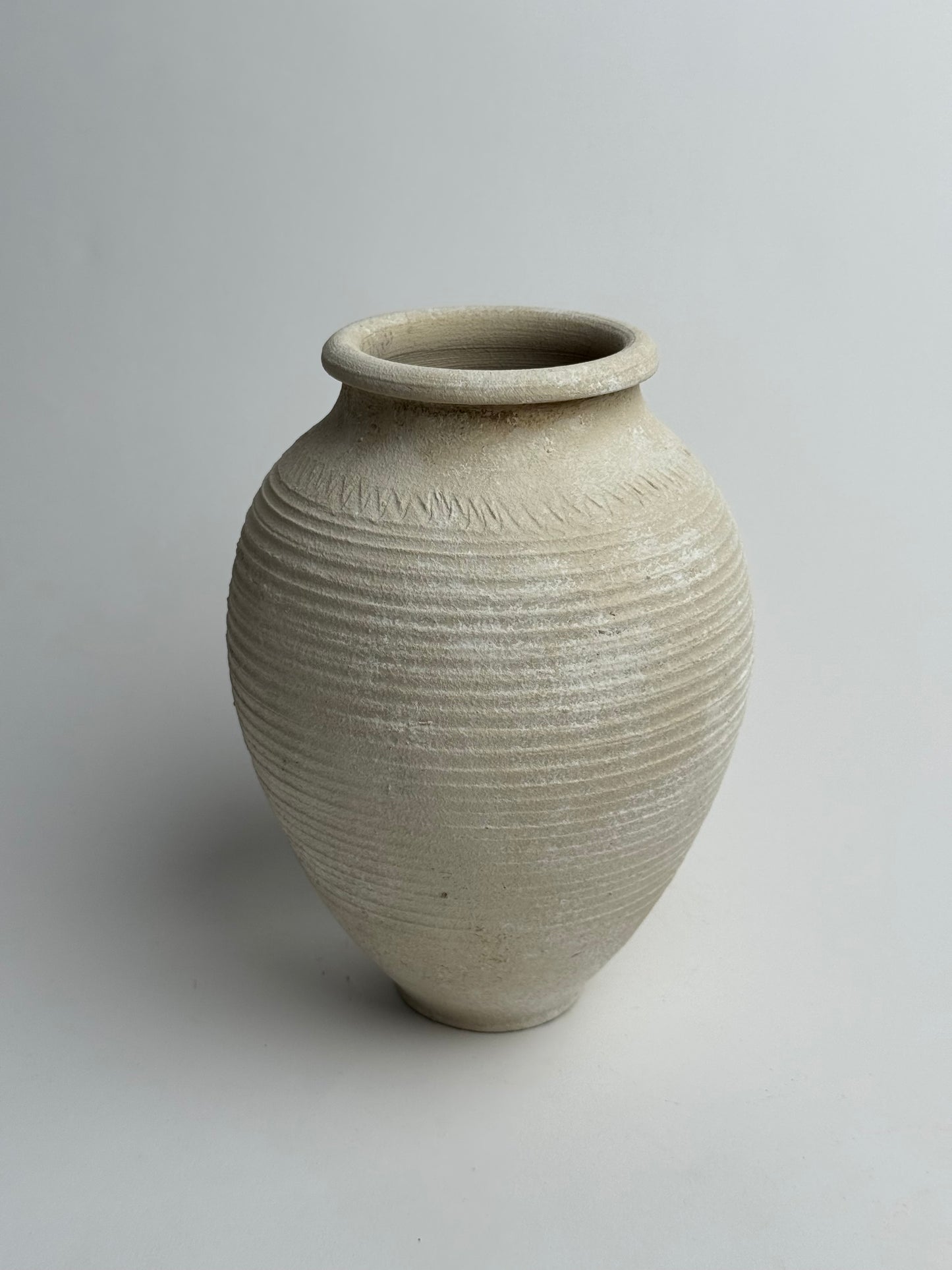 Up-Cycled | Line Detail Off-White Rounded Vase
