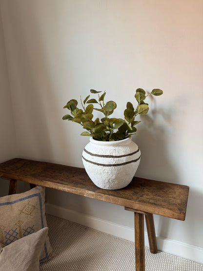 Up-cycled  |  large round textured line detail white urn