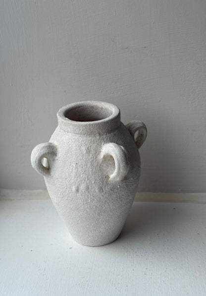 Up-Cycled | Small Off-White Mediterranean Handled Vase