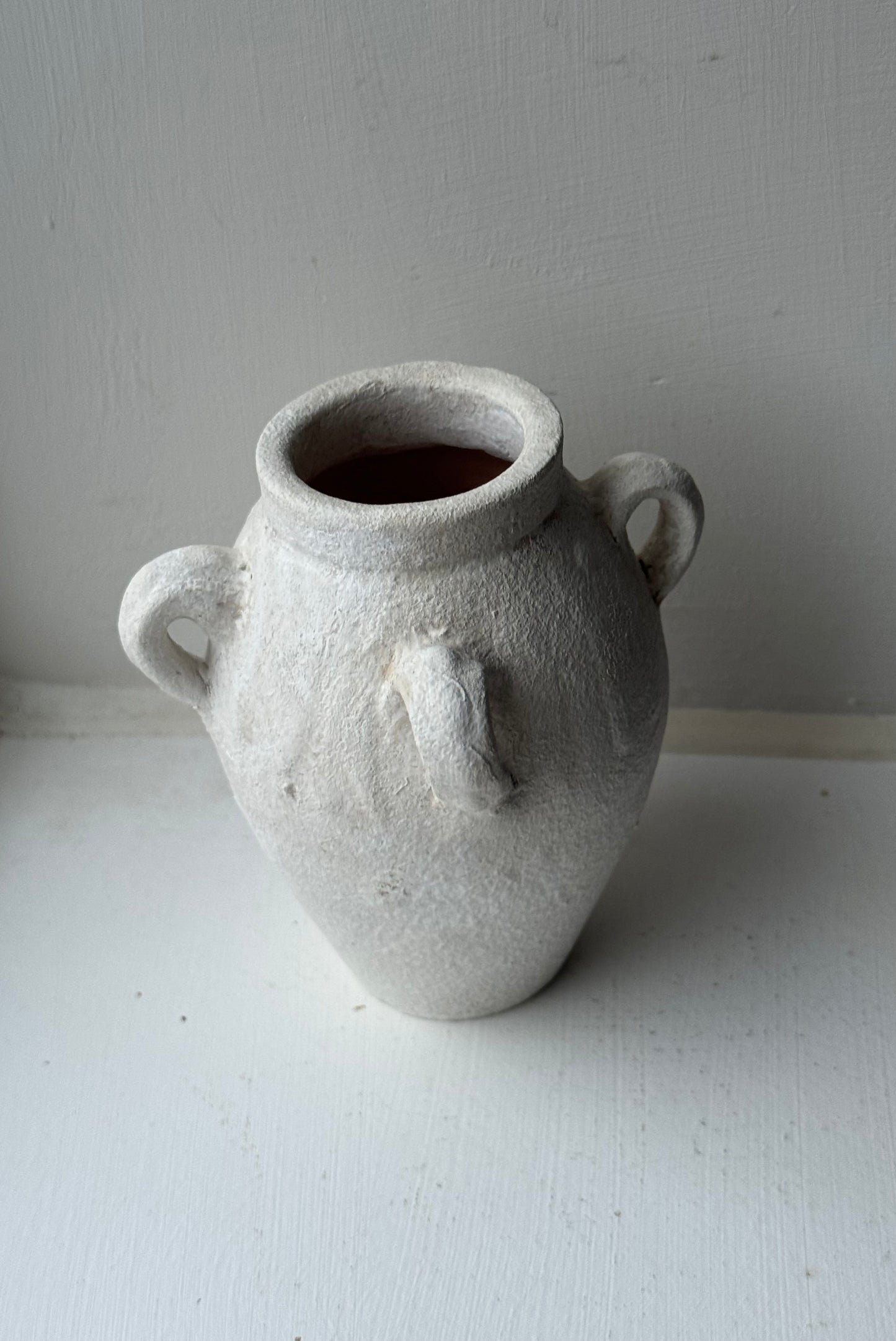 Up-Cycled | Small Off-White Mediterranean Handled Vase