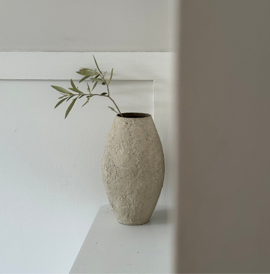Up-cycled  |  light beige heavy textured vase