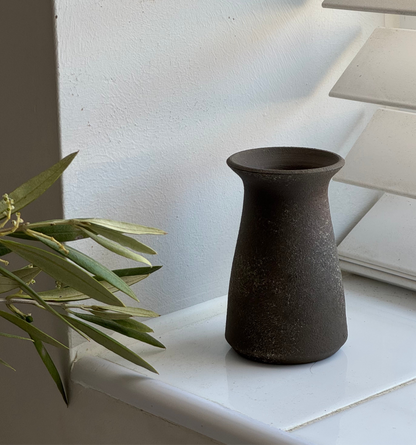 Up-cycled  | dark earthy brown mini tapered vase