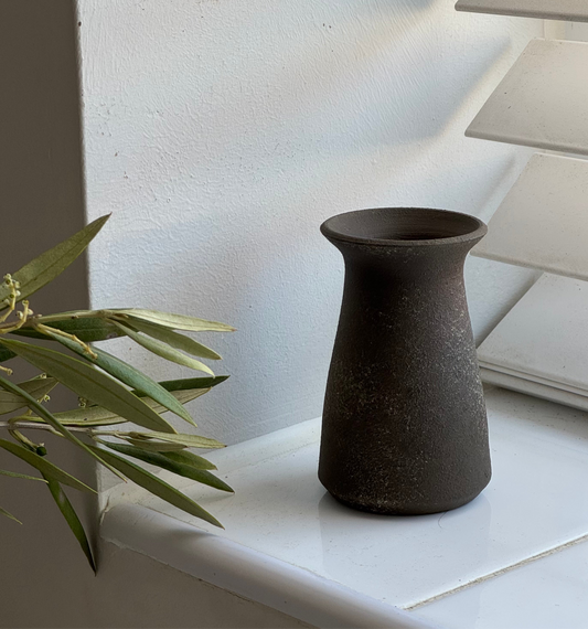 Up-cycled  | dark earthy brown mini tapered vase