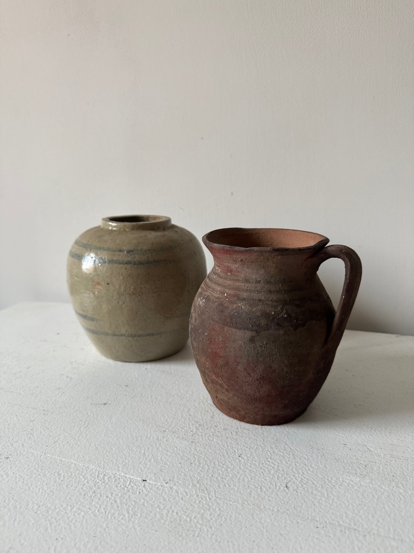 Vintage earthy pattern terracotta jug