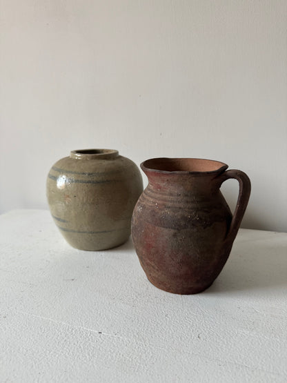 Vintage earthy pattern terracotta jug