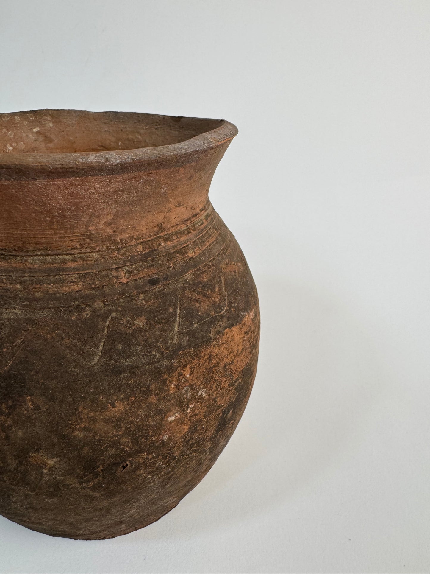 Vintage earthy pattern terracotta jug