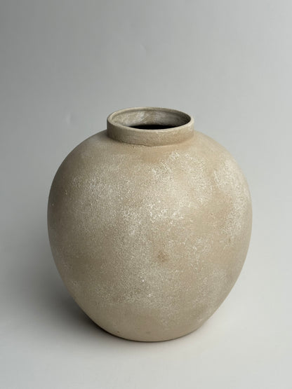 Up-Cycled | Large Rounded Beige Patina Vase