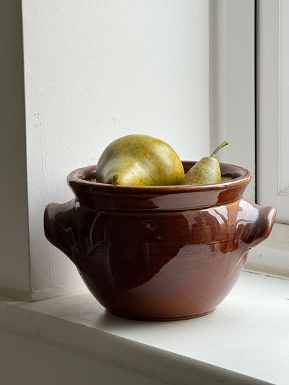 Vintage Brown Glazed Confit Pot