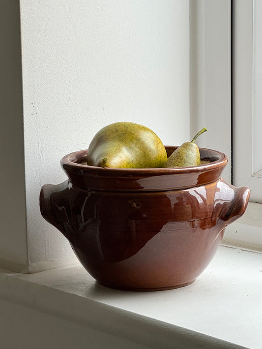 Vintage Brown Glazed Confit Pot