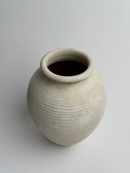 Up-Cycled | Line Detail Off-White Rounded Vase