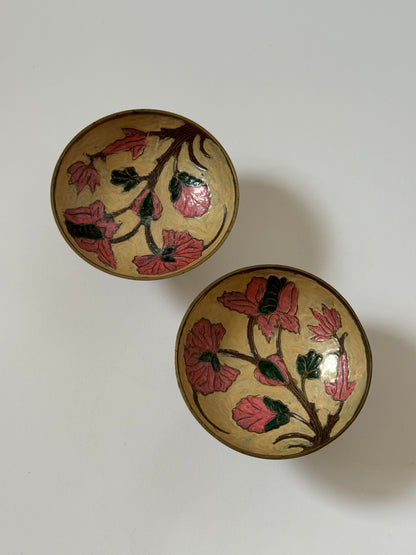 Floral Brass Pedestal Bowls