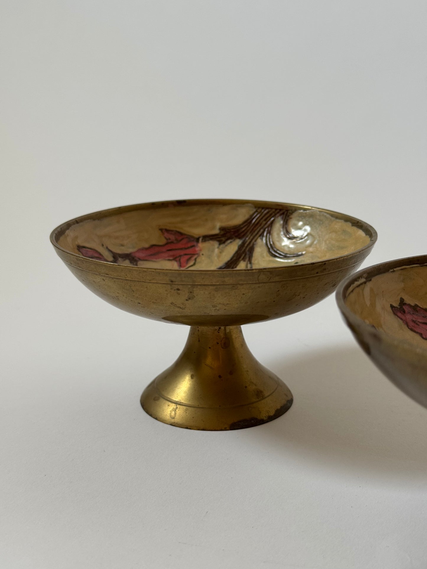 Floral Brass Pedestal Bowls