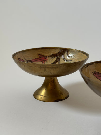 Floral Brass Pedestal Bowls