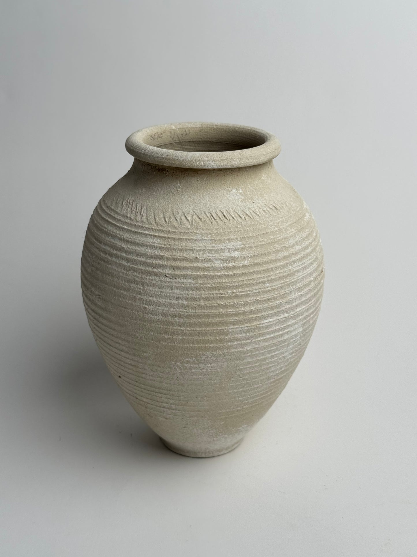 Up-Cycled | Line Detail Off-White Rounded Vase
