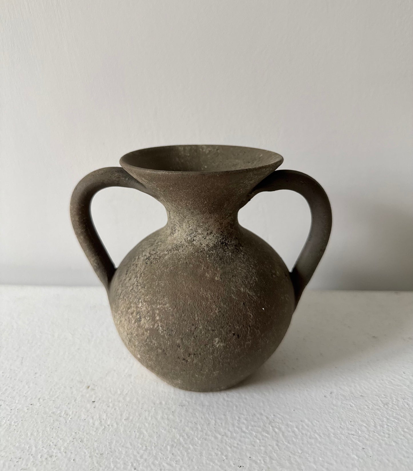 Up-cycled  | earthy brown small double handled vase