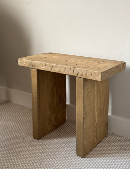 Handmade Aged Effect Wood Stool - Elsie