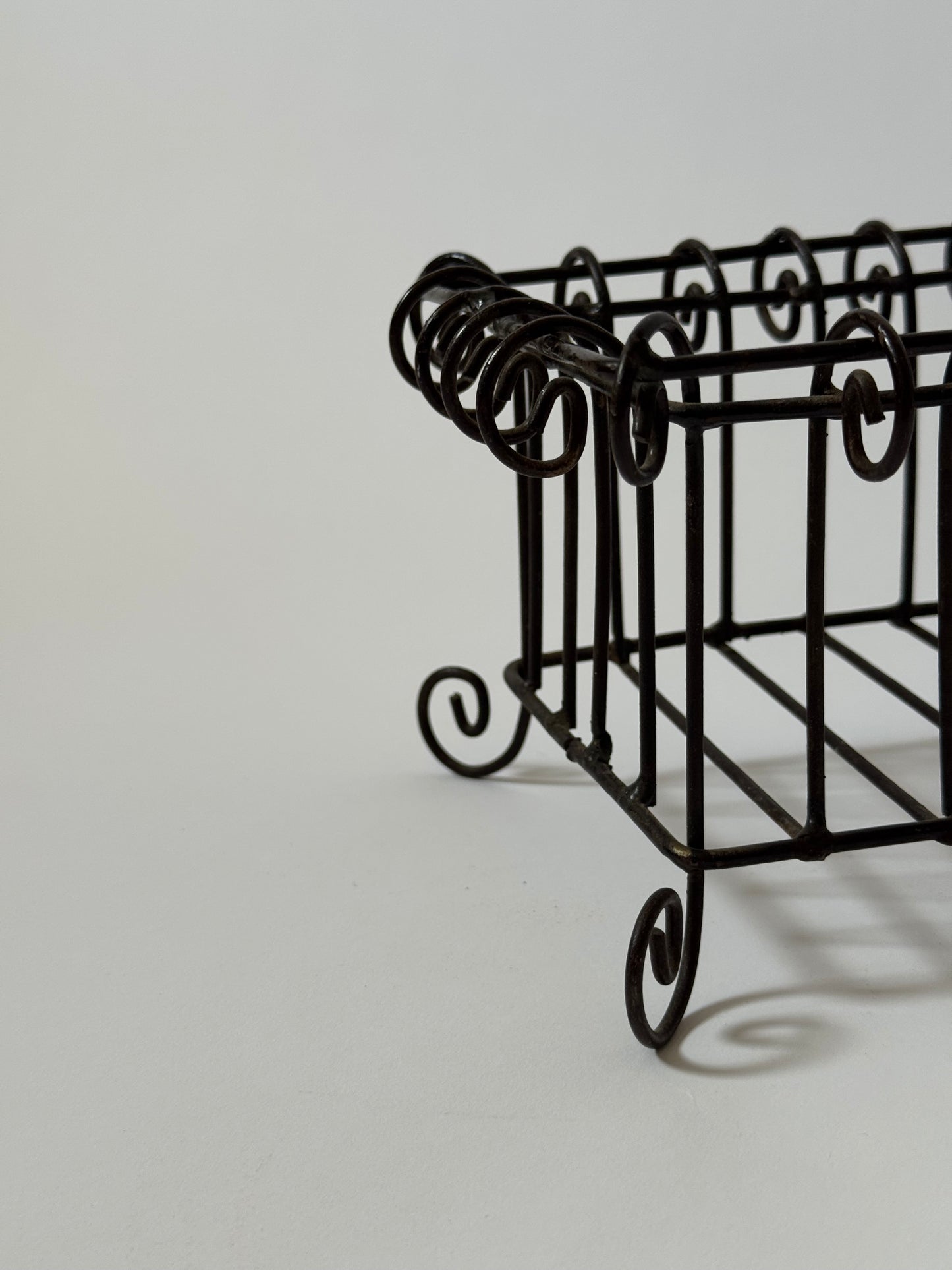 Vintage Wrought Iron Footed Basket