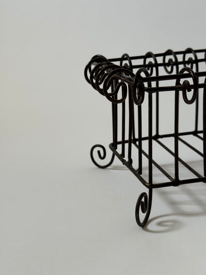 Vintage Wrought Iron Footed Basket