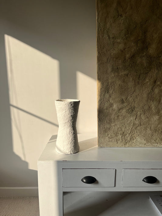 CLOUD  |   white geometric papier mache vase