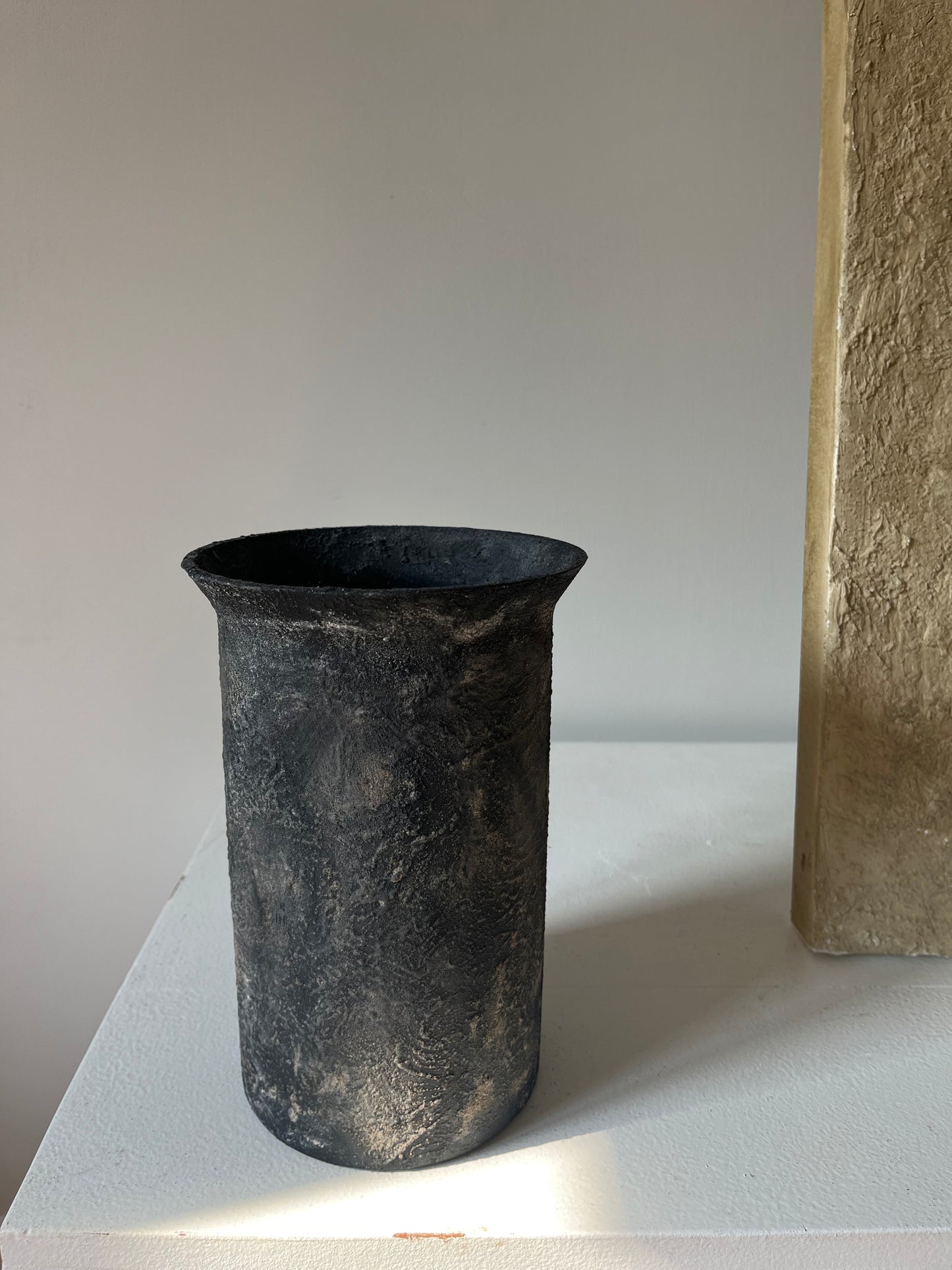 STORM  |  heavy texture black/brown square shaped vase