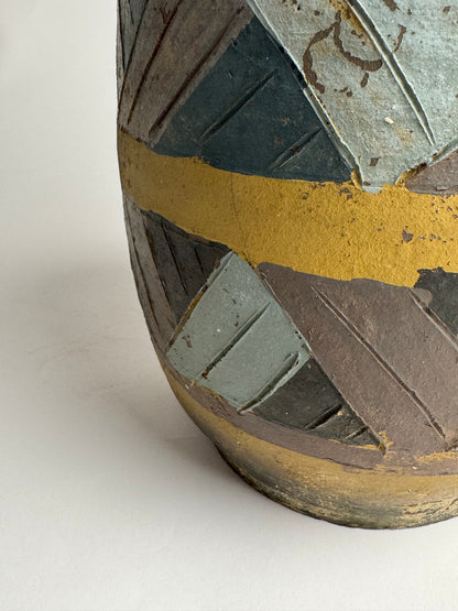 Large Vintage Geometric Rounded Pot