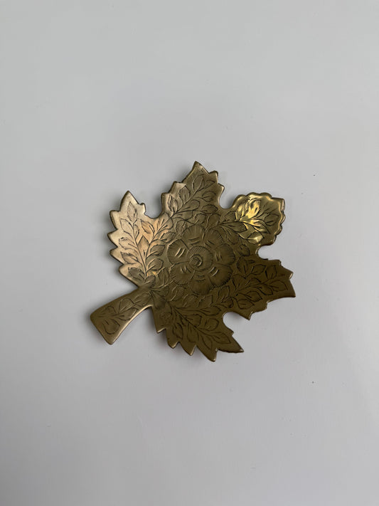 Vintage brass leaf dish