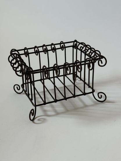 Vintage Wrought Iron Footed Basket
