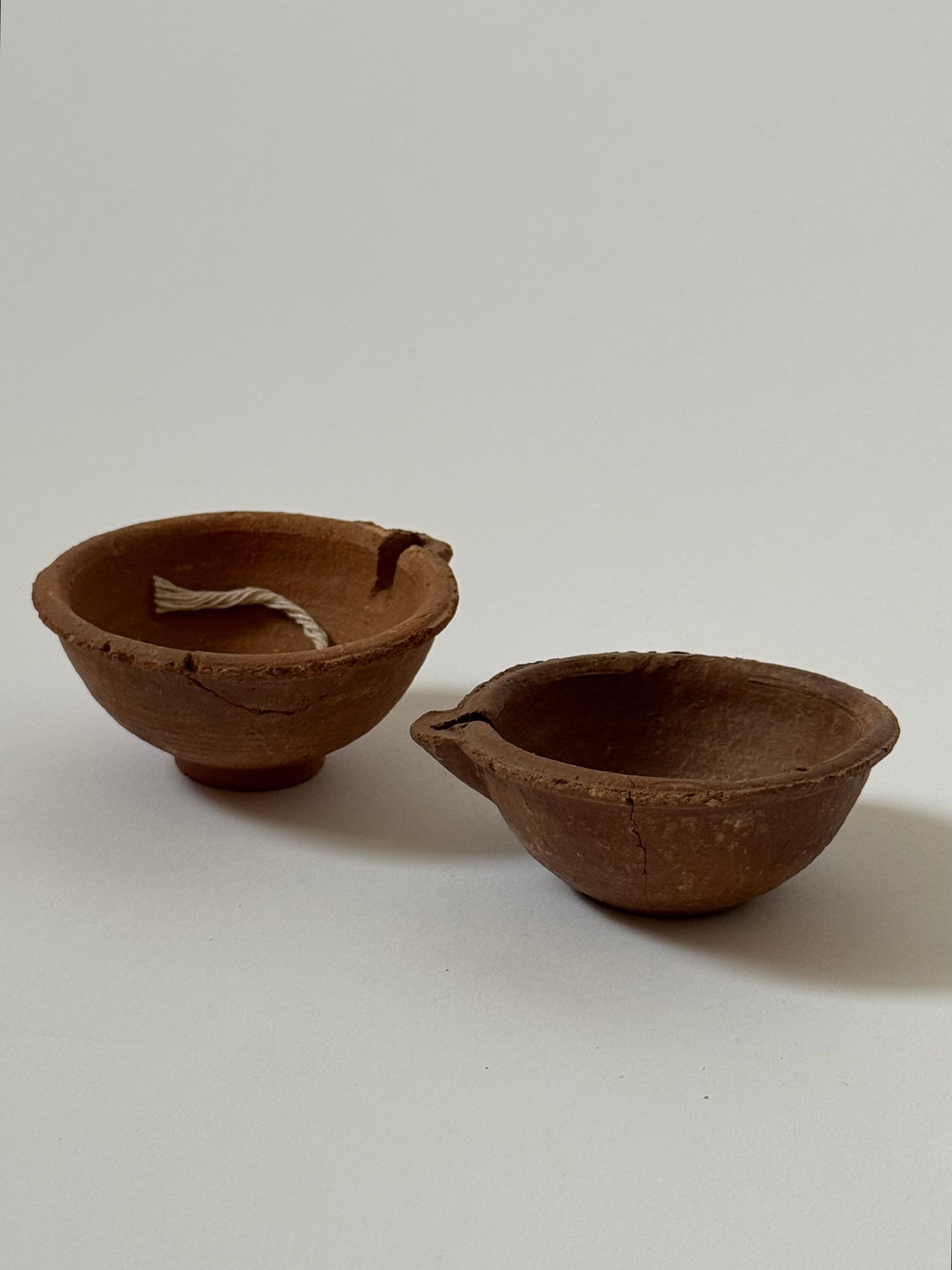Pair of Small Terracotta Oil Lamps